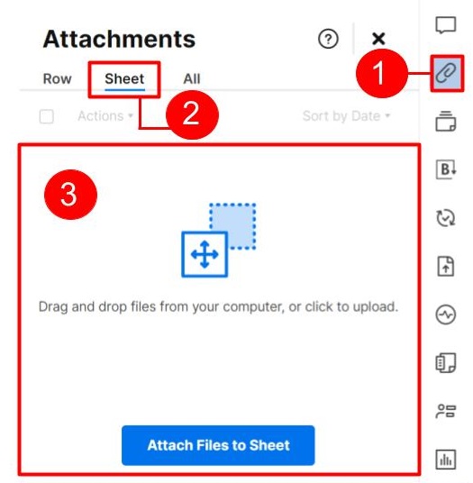 View of the Attachments panel.