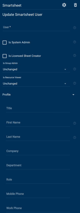 Update Smartsheet User