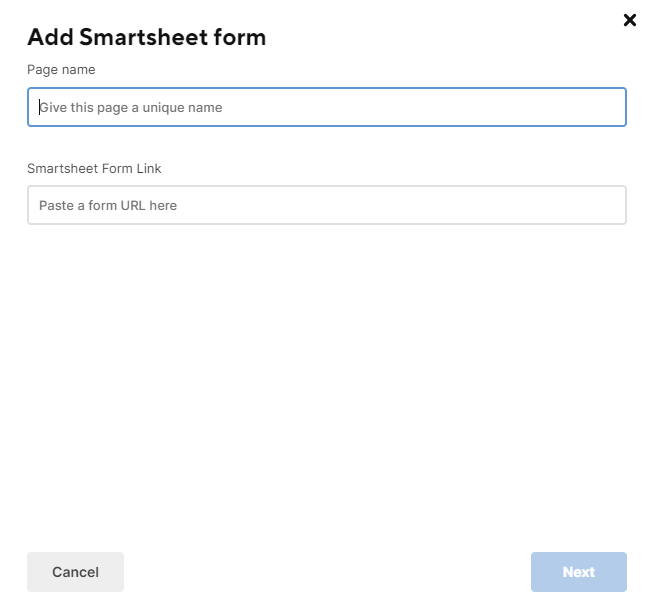 Finestra Aggiungi modulo Smartsheet 