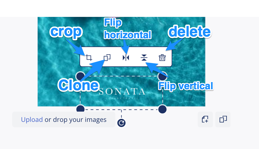 This image shows the editing options for uploading images. 